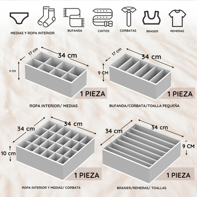 Organizador de ropa interior y medias 4 en 1  - LuxeOrder®