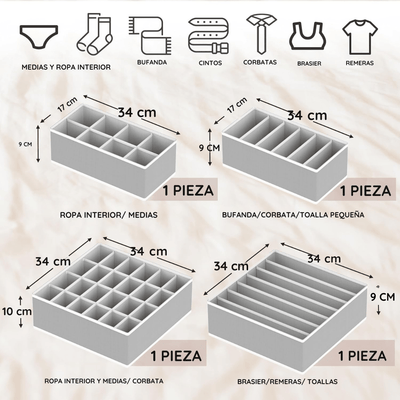 Organizador de ropa interior y medias 4 en 1 - LuxeOrder® - DIgitalben